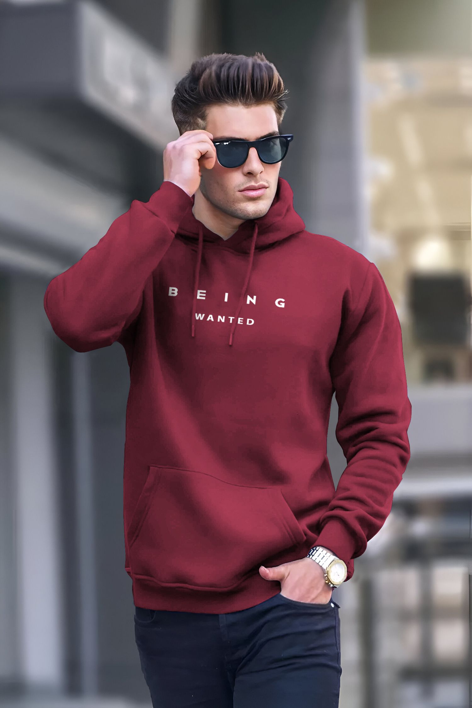 being wanted Men Full Sleeve Printed Hooded Sweatshirt-picture-16
