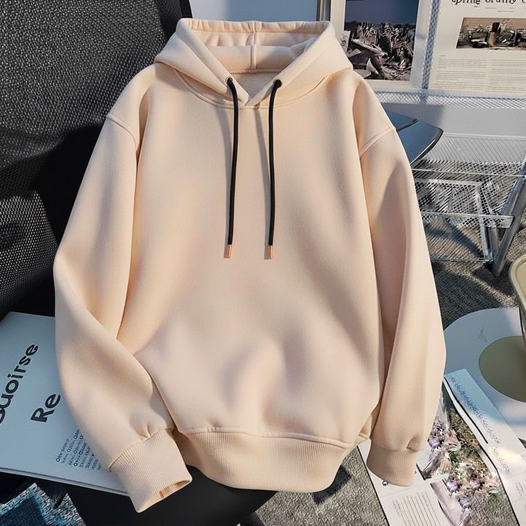 Men Full Sleeve Solid Hooded Sweatshirt