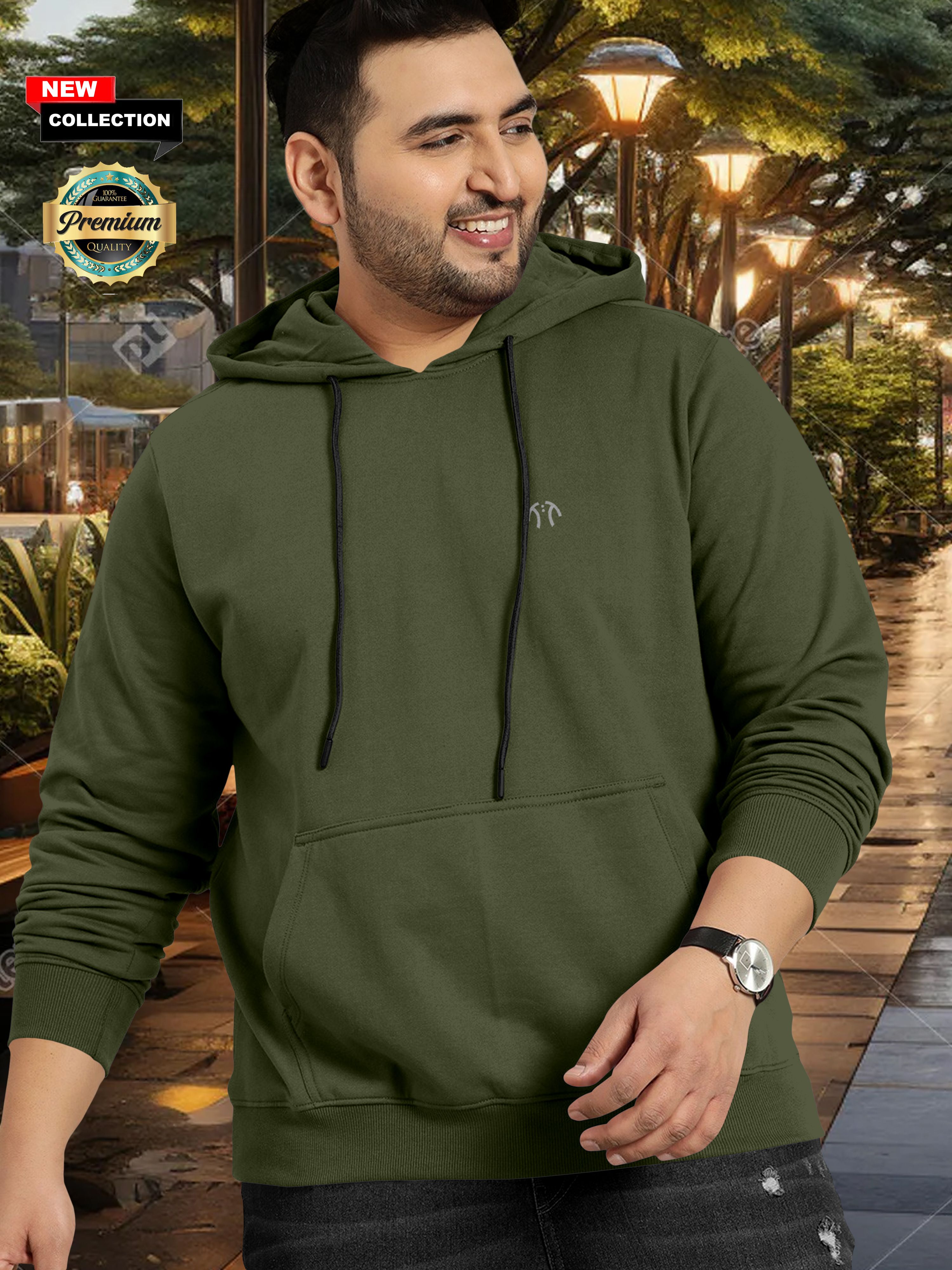 Men Full Sleeve Solid Hooded Sweatshirt