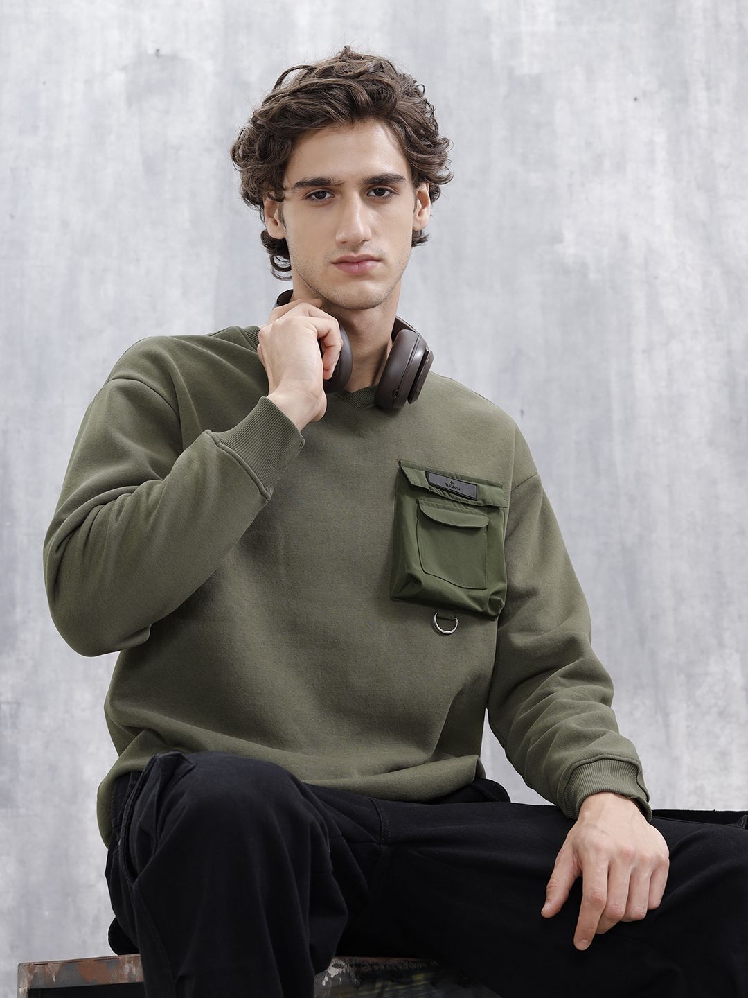 wrogn Men Full Sleeve Solid Sweatshirt-picture-32