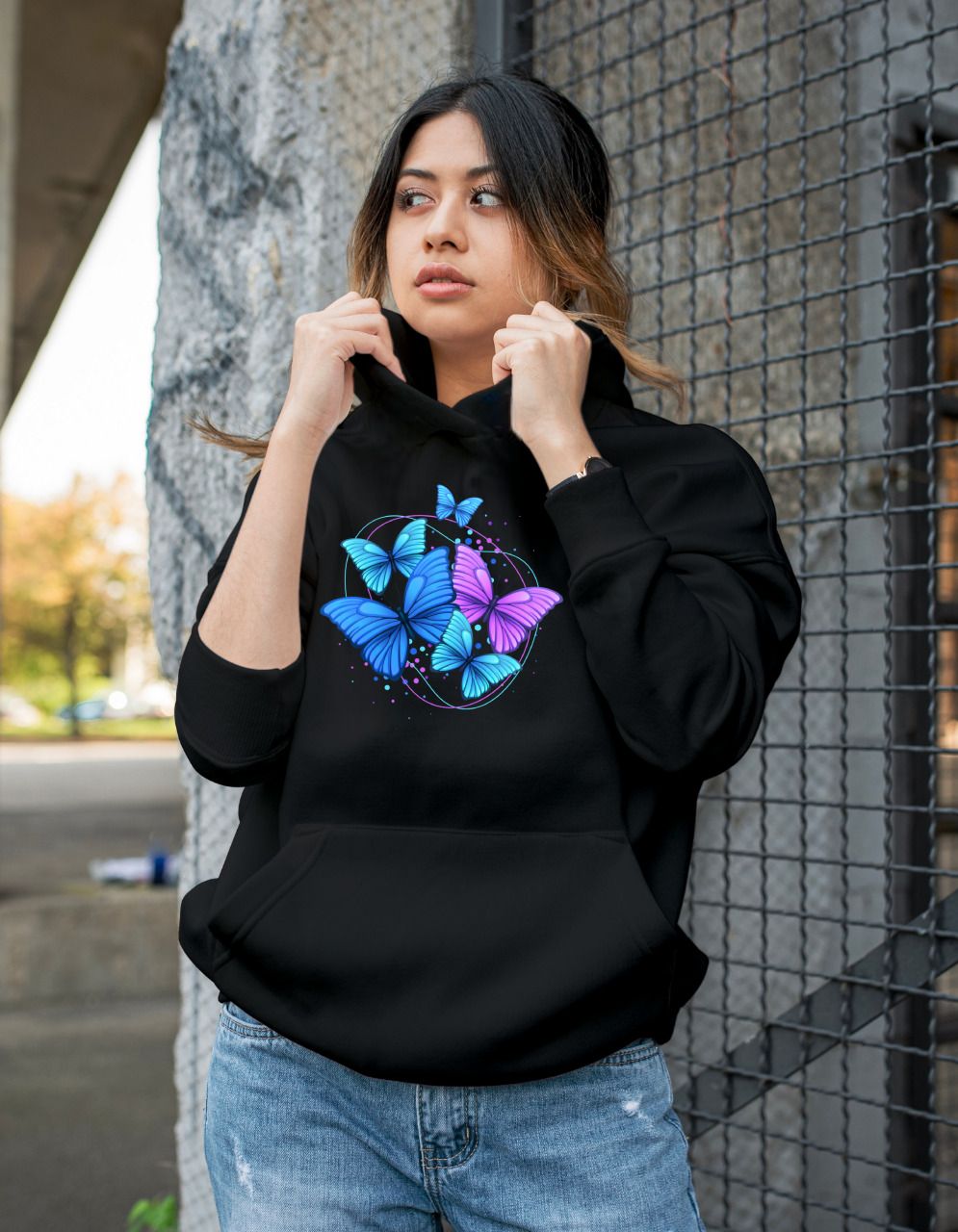 Women Full Sleeve Graphic Print Hooded Sweatshirt