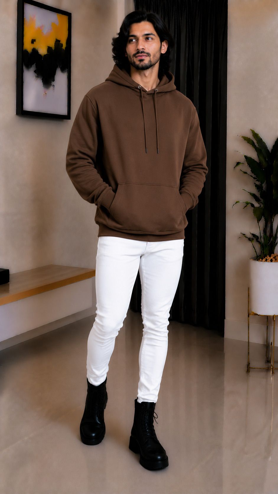 Men Full Sleeve Solid Hooded Sweatshirt-image-49