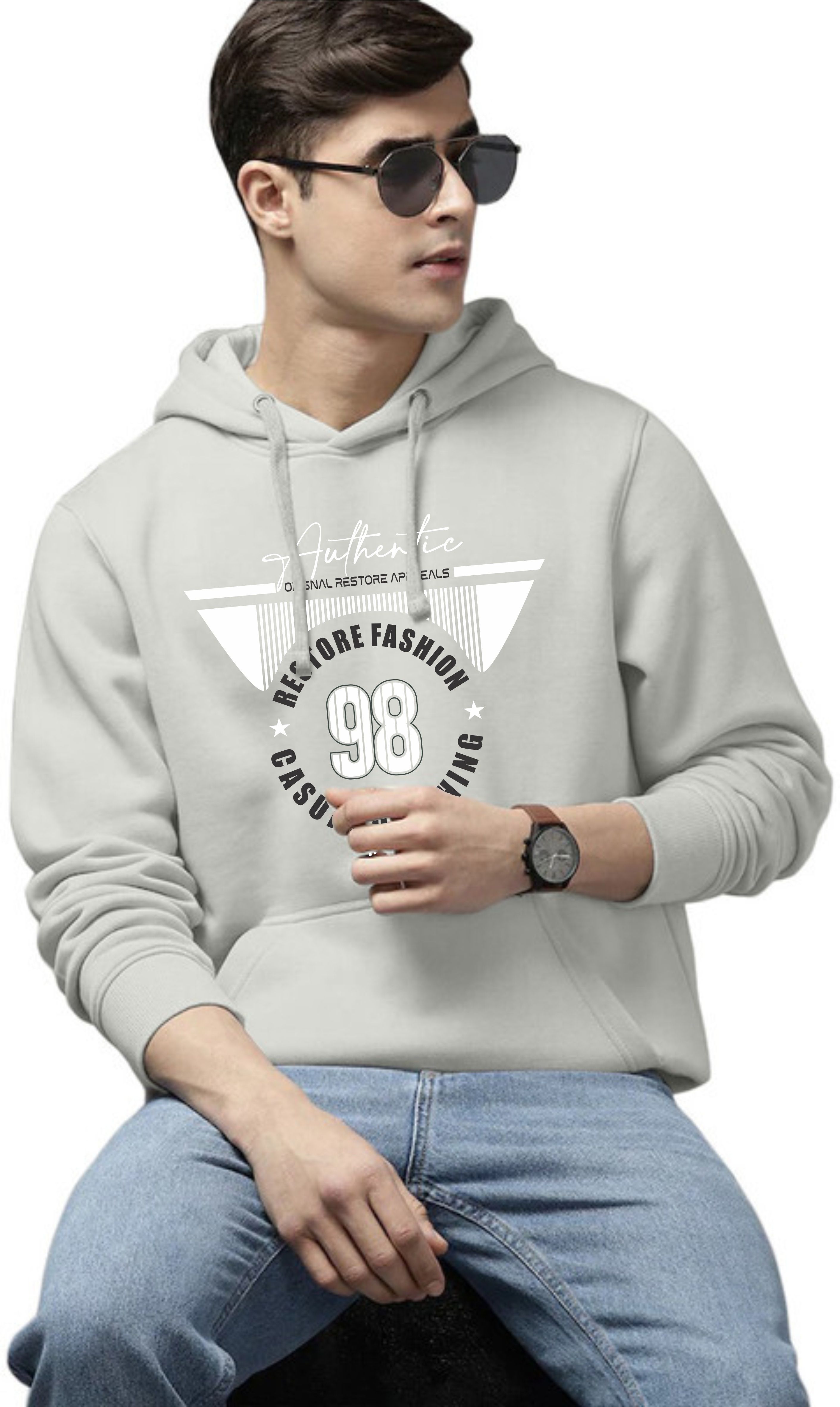 Men Full Sleeve Printed Hooded Sweatshirt