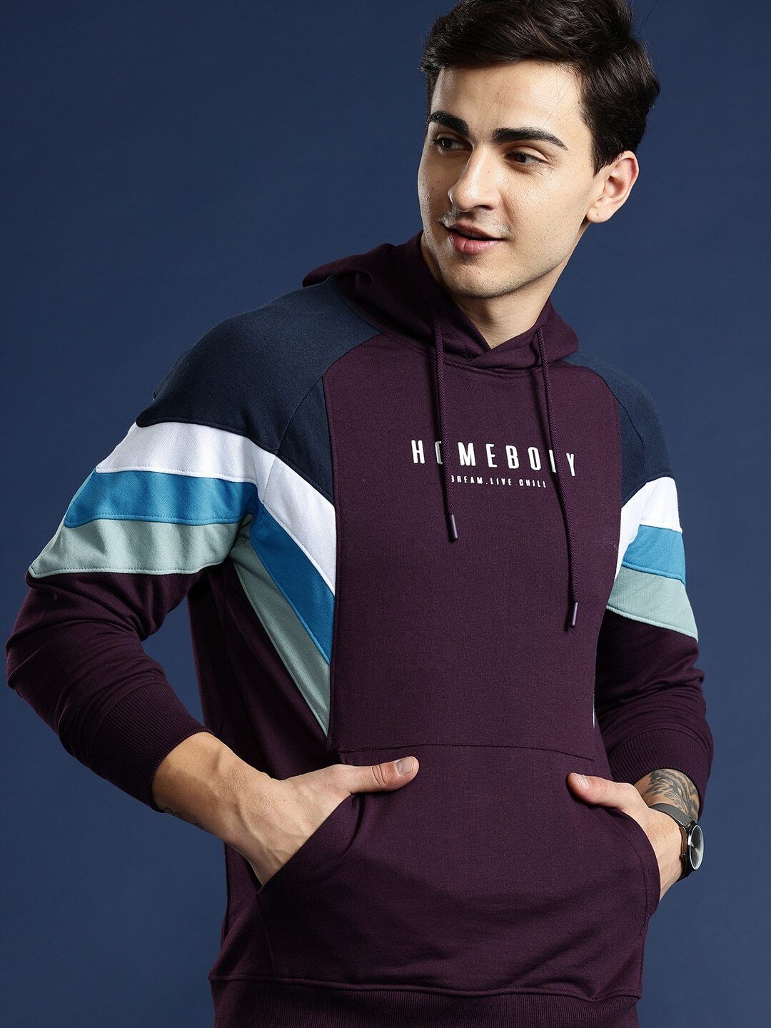 mast & harbour Men Full Sleeve Striped Hooded Sweatshirt-picture-11