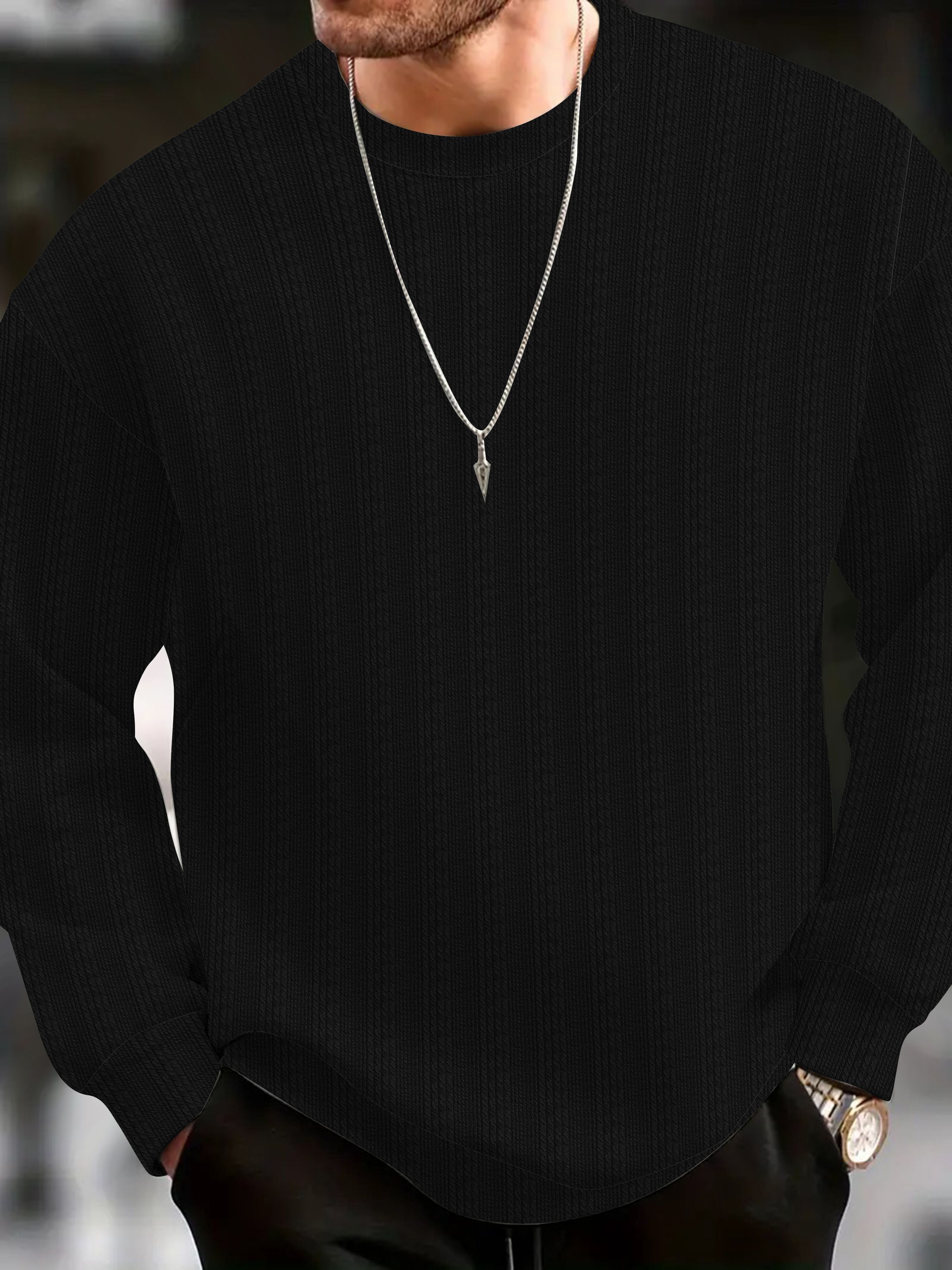 kajaru Men Self Design Round Neck Polyester Black T-Shirt-picture-21