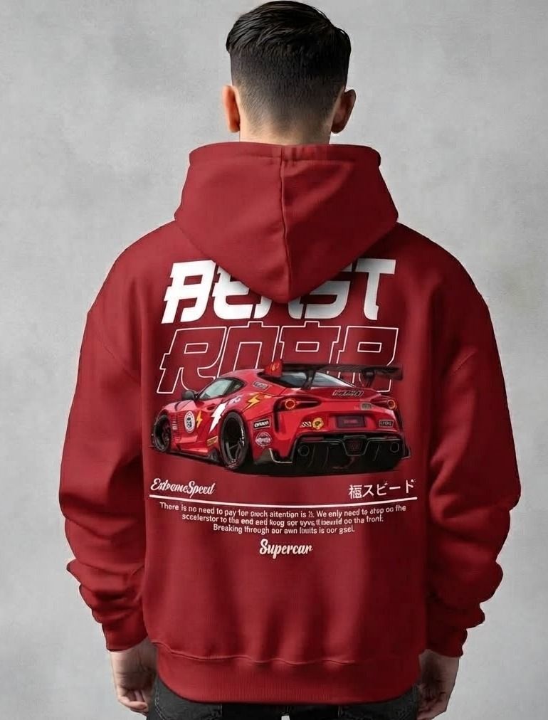 urvcreation Men Full Sleeve Graphic Print Reversible Hooded Sweatshirt-picture-32