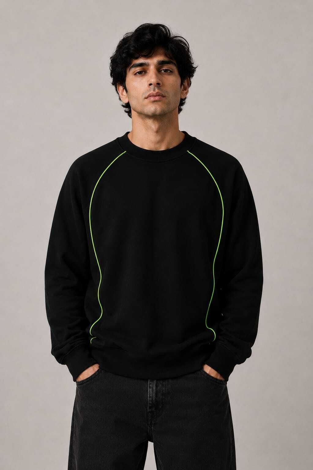 Men Full Sleeve Solid, Striped Sweatshirt-image-8