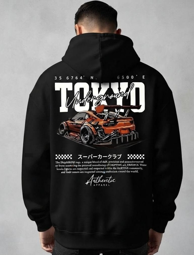 urvcreation Men Full Sleeve Graphic Print Reversible Hooded Sweatshirt-picture-37