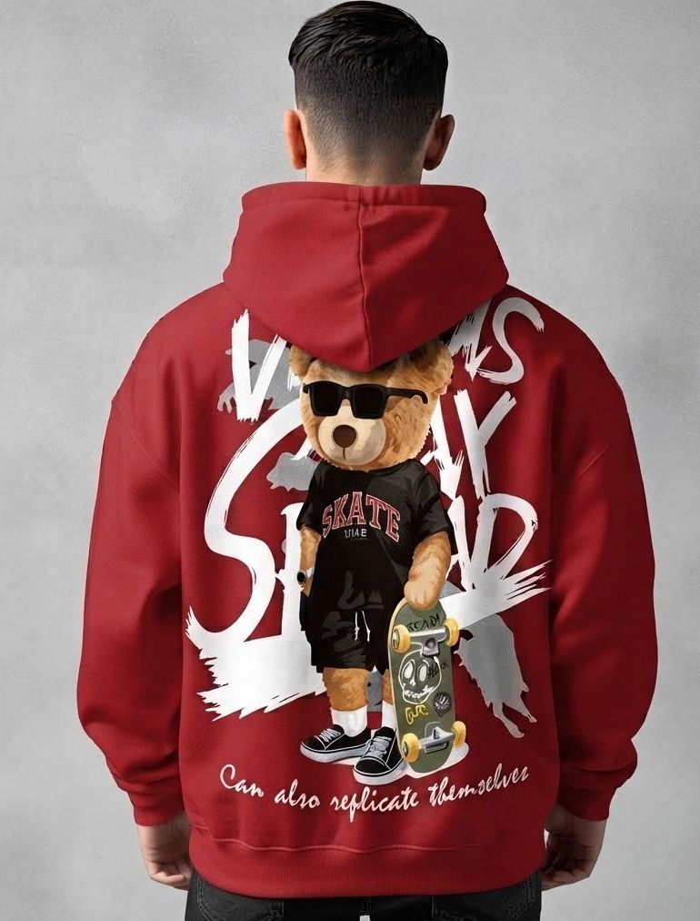 urvcreation Men Full Sleeve Graphic Print Reversible Hooded Sweatshirt-picture-30