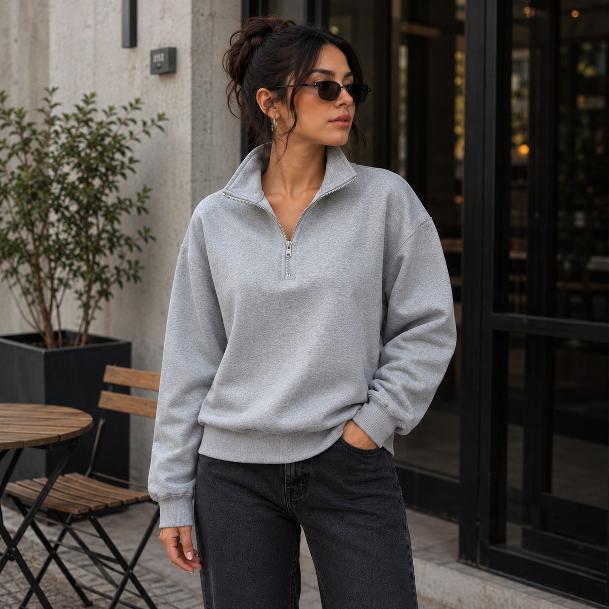 Women Full Sleeve Solid Sweatshirt-image-9
