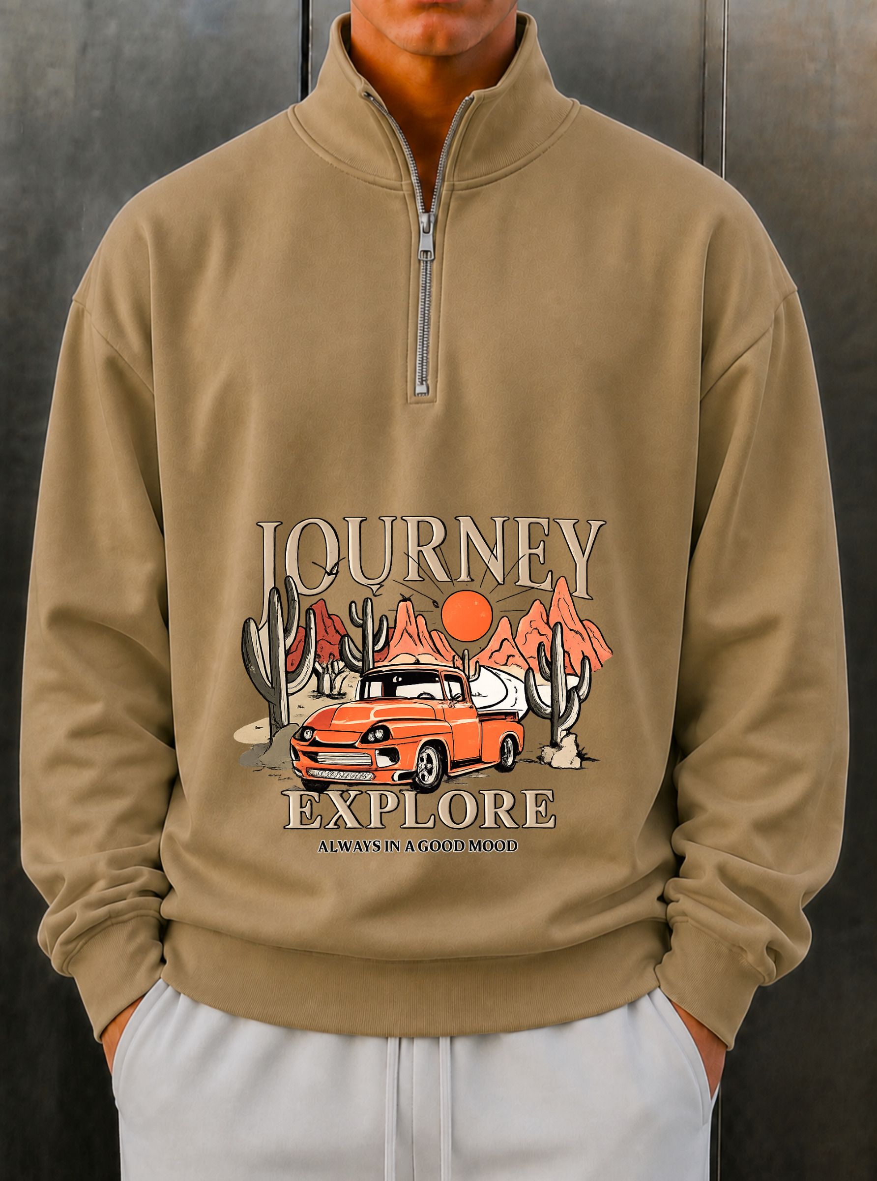 Men Full Sleeve Striped Hooded Sweatshirt-image-1