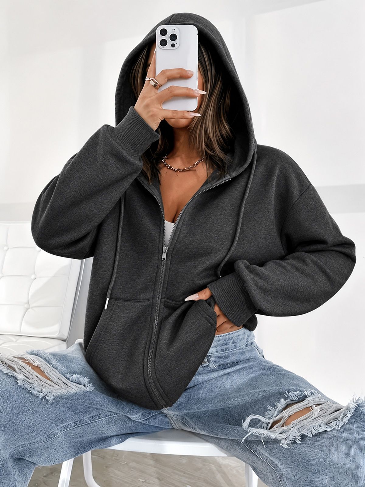 pravaha Women Full Sleeve Solid Hooded Sweatshirt-picture-19
