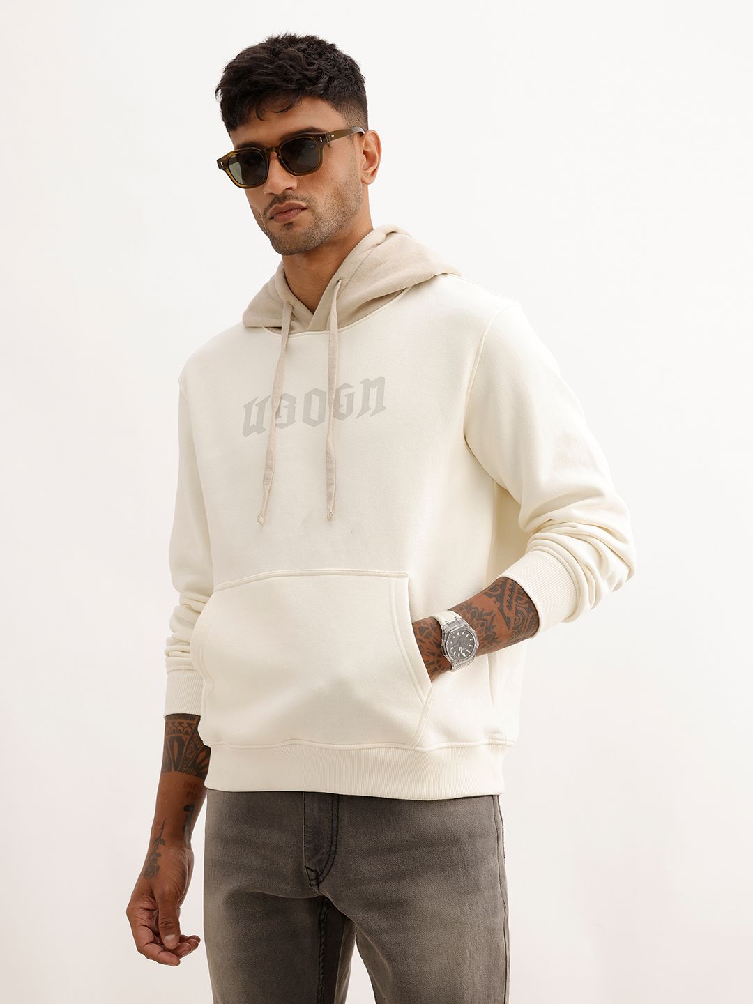 wrogn Men Full Sleeve Printed Hooded Sweatshirt-picture-13