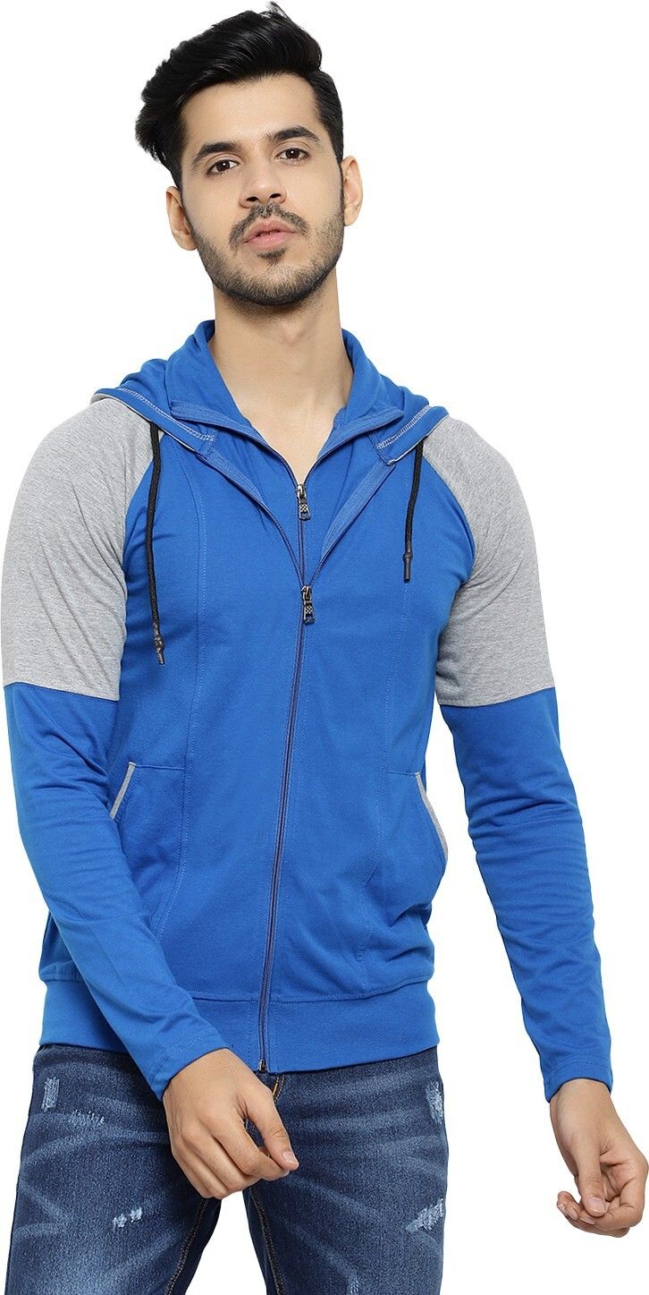 Men Full Sleeve Color Block Hooded Sweatshirt-image-5