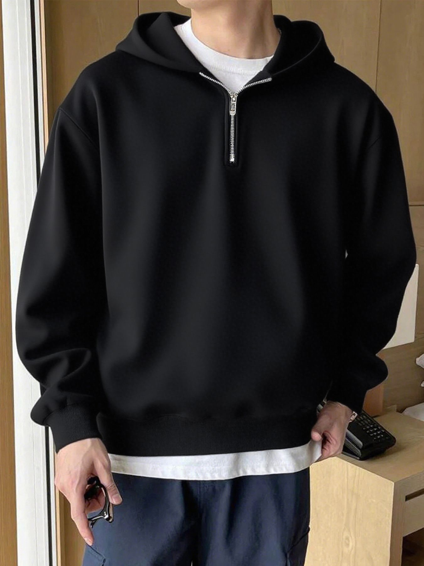 jerkyn Men Full Sleeve Solid Hooded Sweatshirt-picture-21