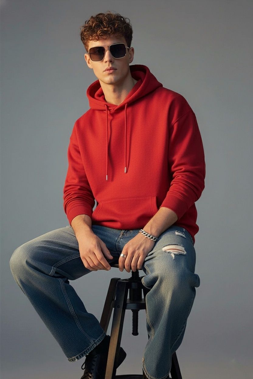 gatiman Men Full Sleeve Solid Hooded Sweatshirt-picture-5