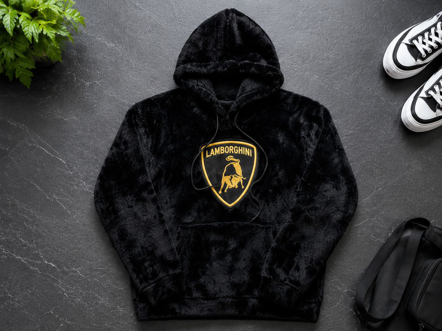 Men Full Sleeve Embroidered Hooded Sweatshirt-image-4