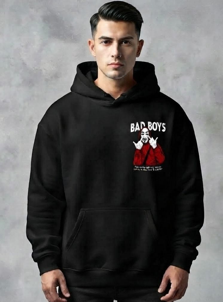 Men Full Sleeve Graphic Print Reversible Hooded Sweatshirt-image-8
