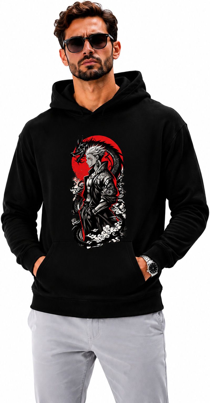 Men Full Sleeve Printed Hooded Sweatshirt-image-1