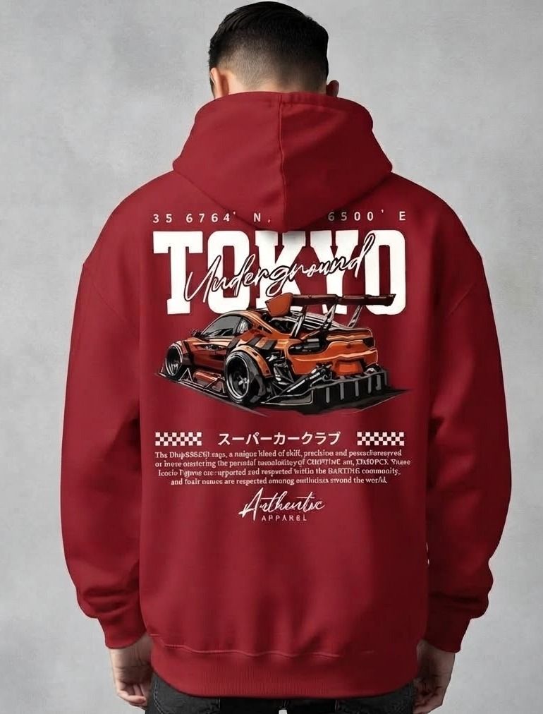 urvcreation Men Full Sleeve Graphic Print Reversible Hooded Sweatshirt-picture-39