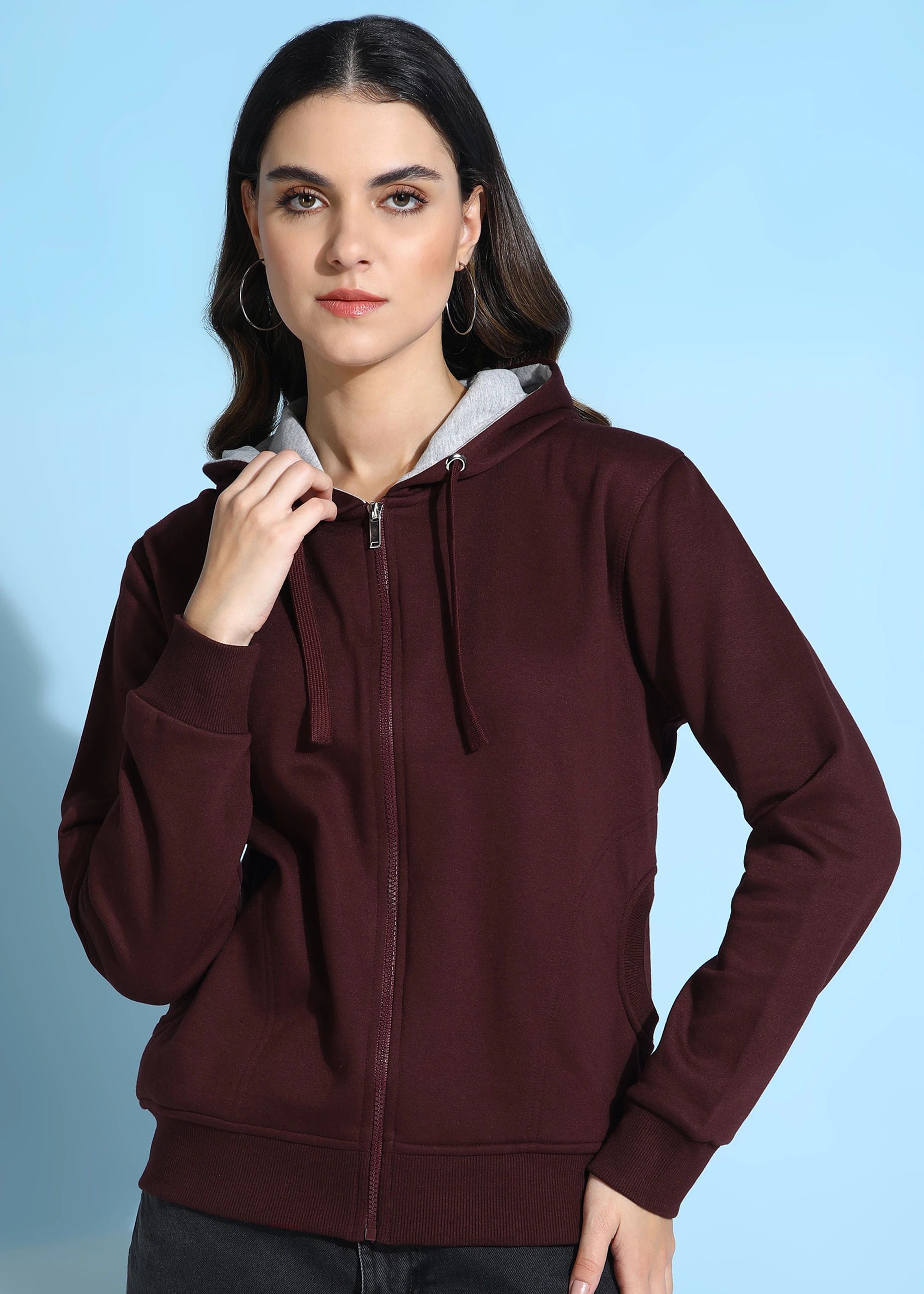 alan jones Women Full Sleeve Solid Hooded Sweatshirt-picture-30