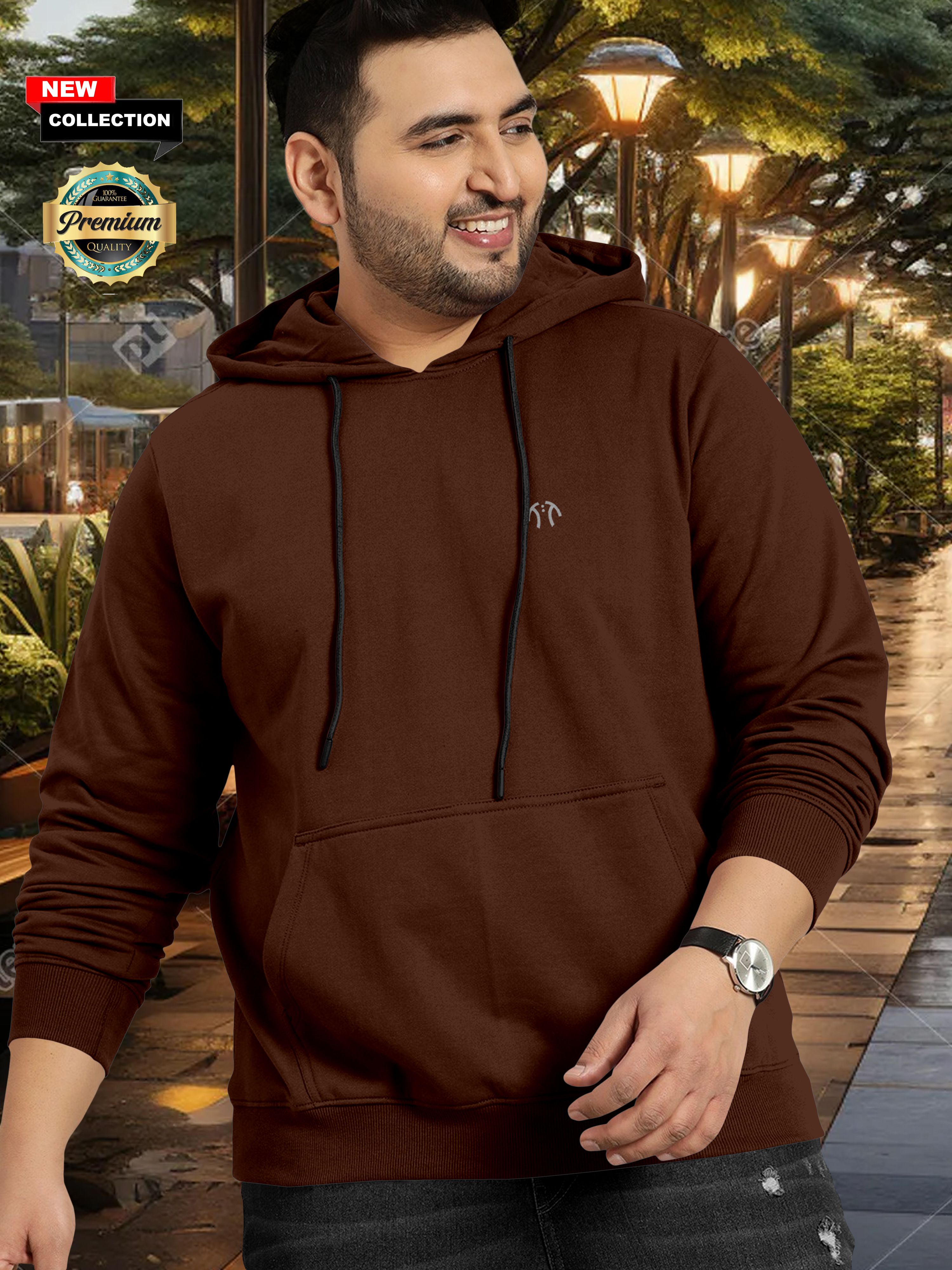 Men Full Sleeve Solid Hooded Sweatshirt