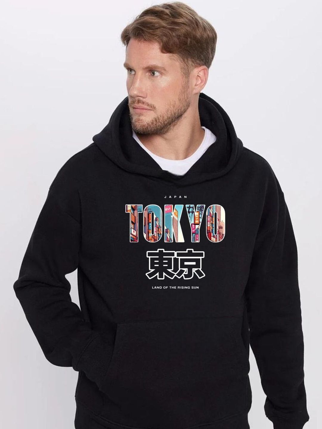 Men Full Sleeve Printed Hooded Sweatshirt