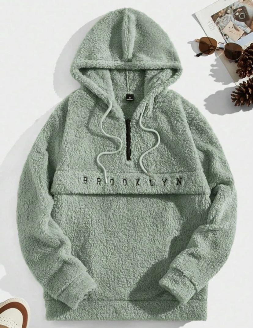 gourav Men Full Sleeve Solid, Embroidered Hooded Sweatshirt-picture-4