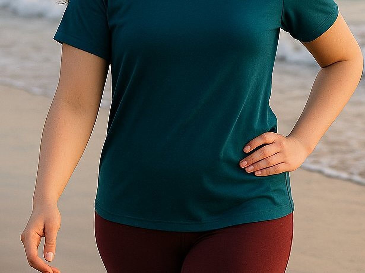 the klowt co Women's Plus Size Solid Swim Dress Set (T-shirt & Capri Bottoms) Solid Women Swim-dress Green, Maroon Swimsuit-picture-31