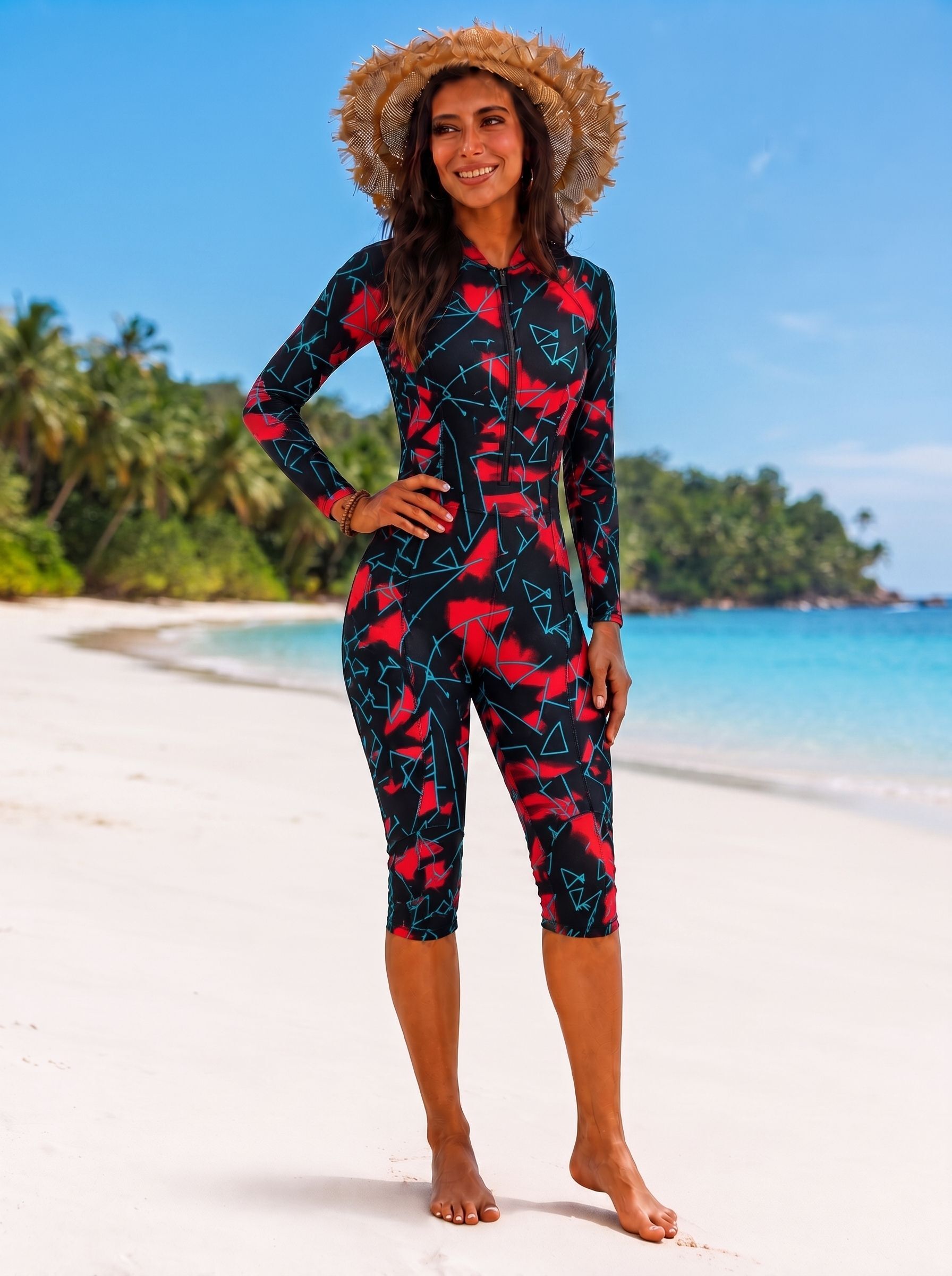 Solid Women Swim-dress Red Swimsuit-image-49