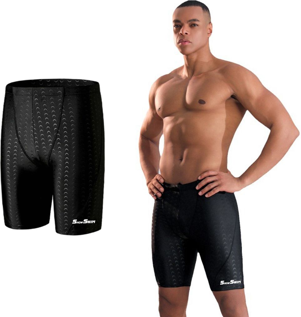 Mens Quick Dry Swimming Trunks Stretchy Compression Swim Shorts for Beach Pool Solid Men Trunk Black Swimsuit