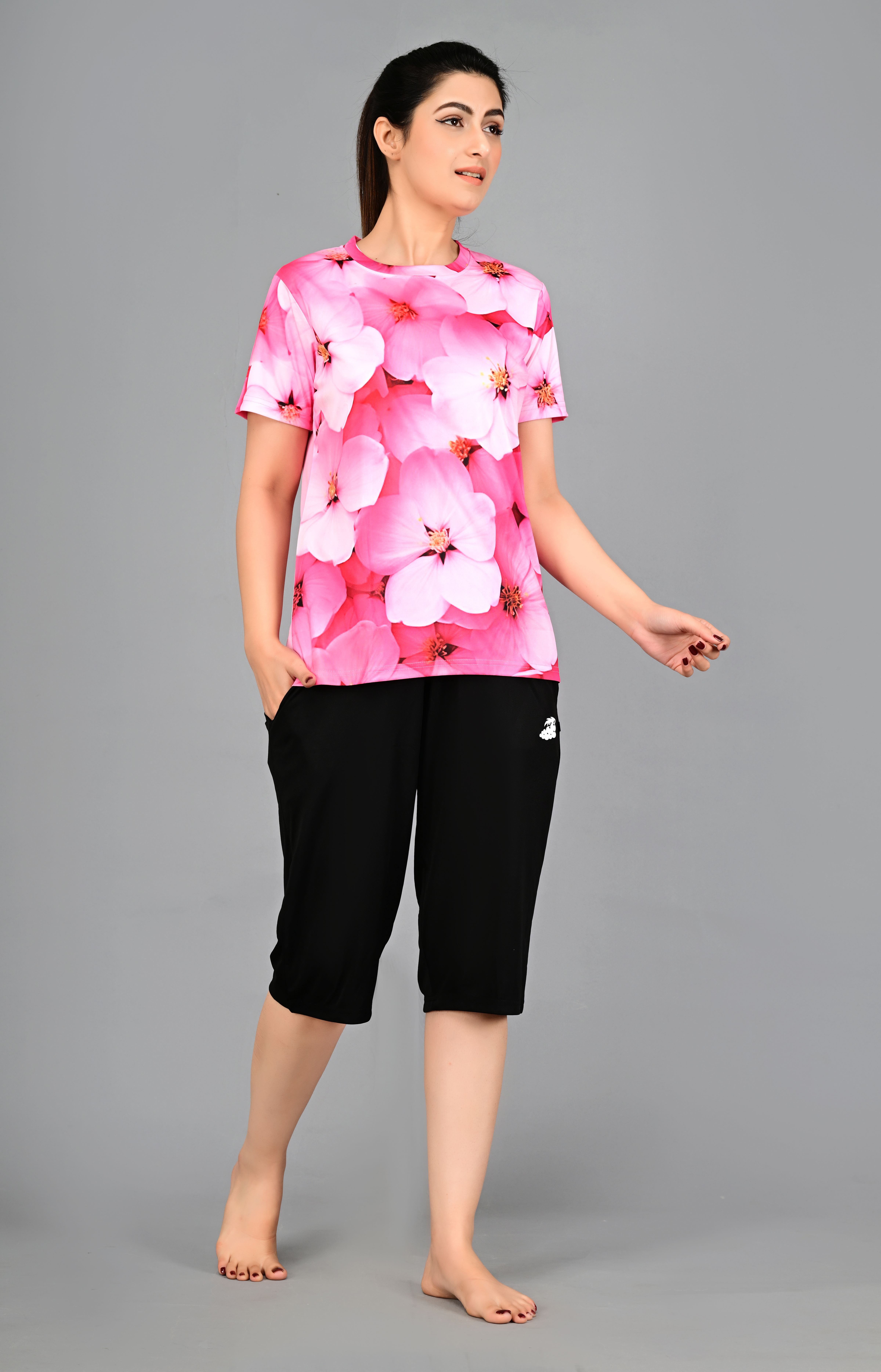 pink grapes Floral Print Women Swim-dress Pink Swimsuit-picture-26
