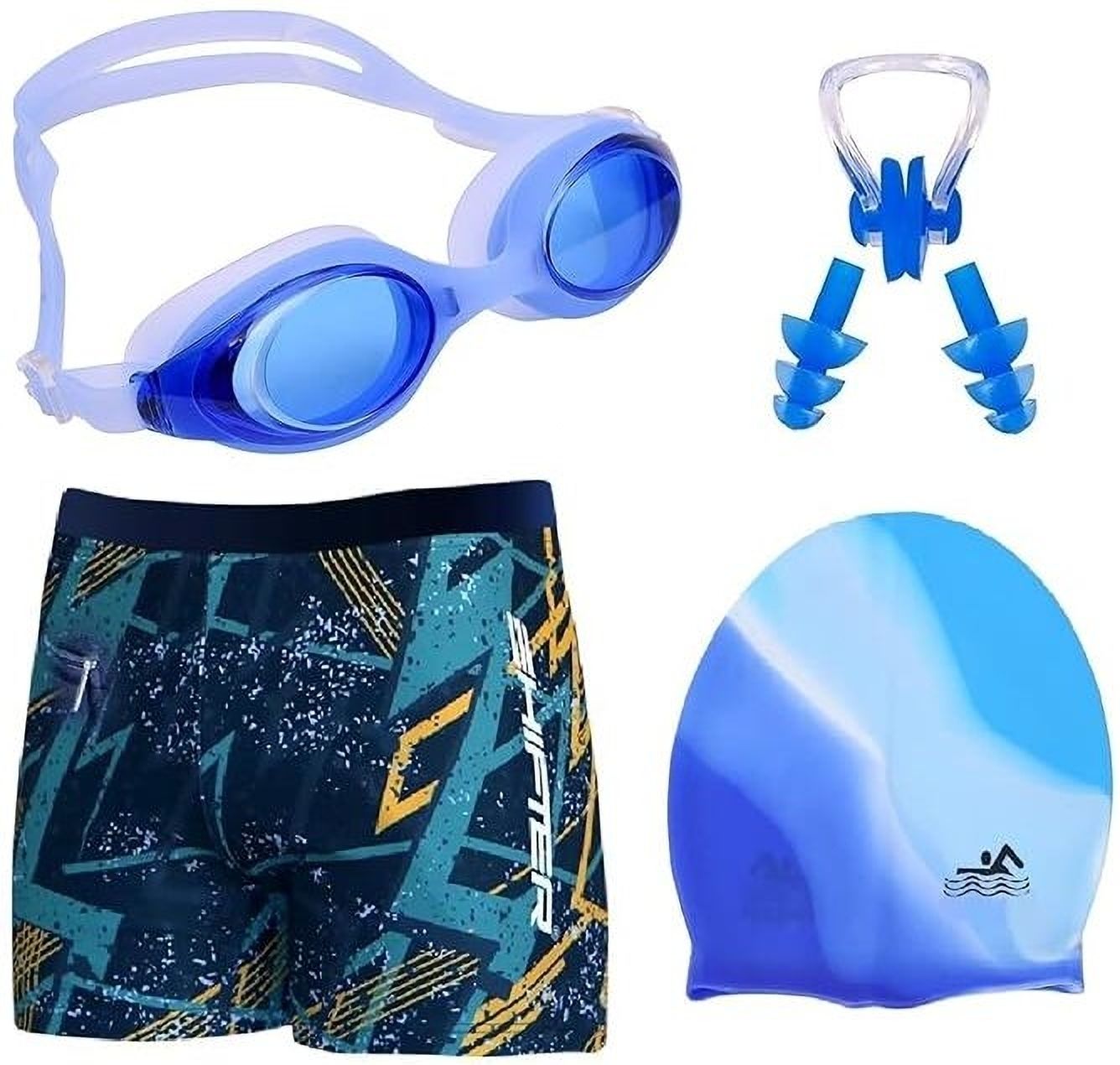 jmt wear Men Swimming Costume | Shorts | Trunk, 1 Goggles, 1 Cap, 2 Earplug & 1 Nose Clip Printed Men Trunk Multicolor Swimsuit-picture-16