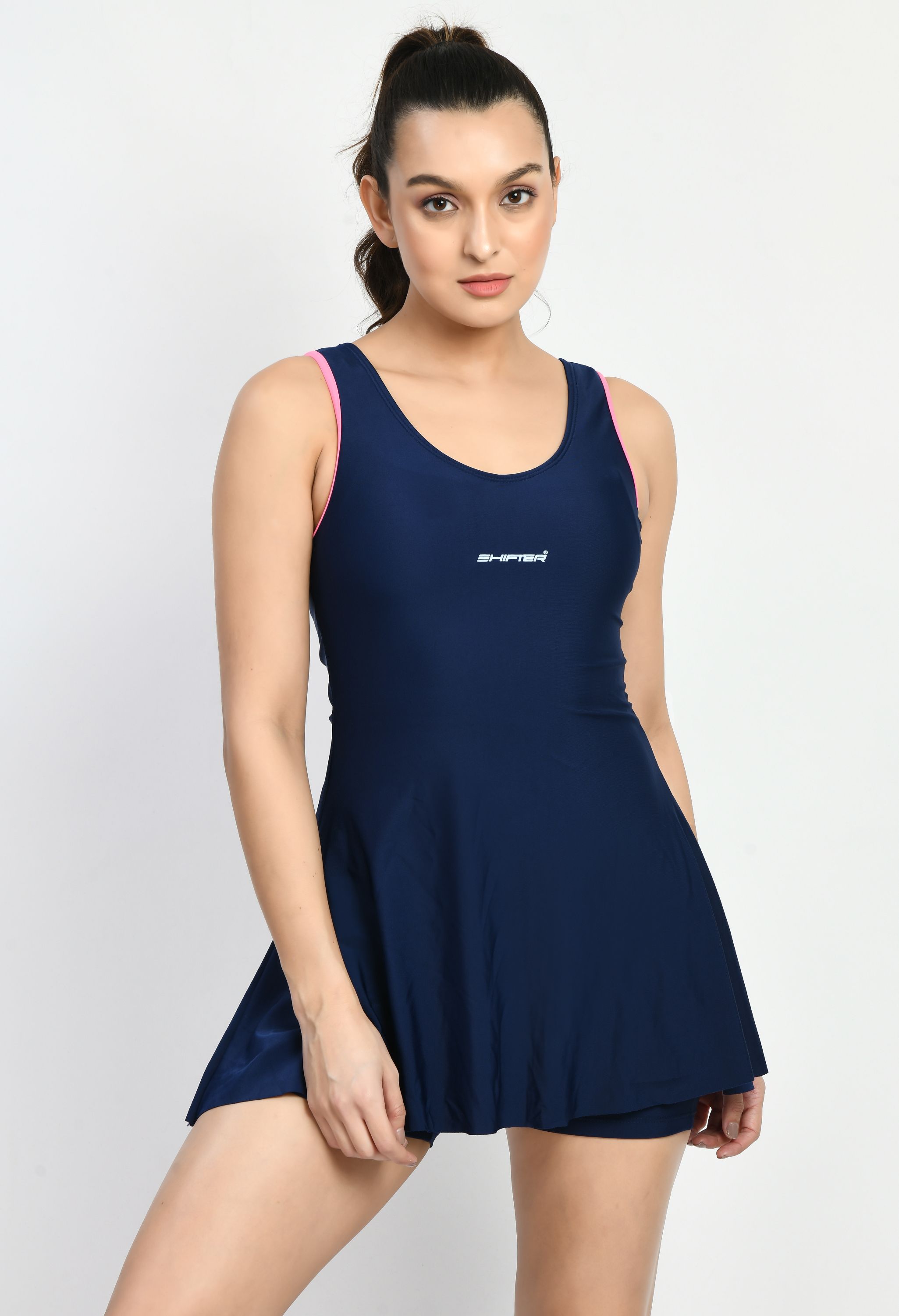 Swimming Costume For Girl One piece Women's Swimsuits Solid Women Swim-dress Blue Swimsuit