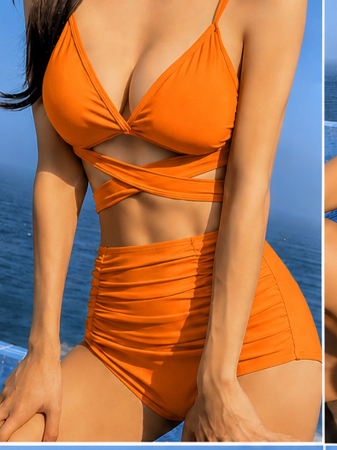 aakhir kab tk AKT Self Design Women Bikini Orange Swimsuit-picture-11