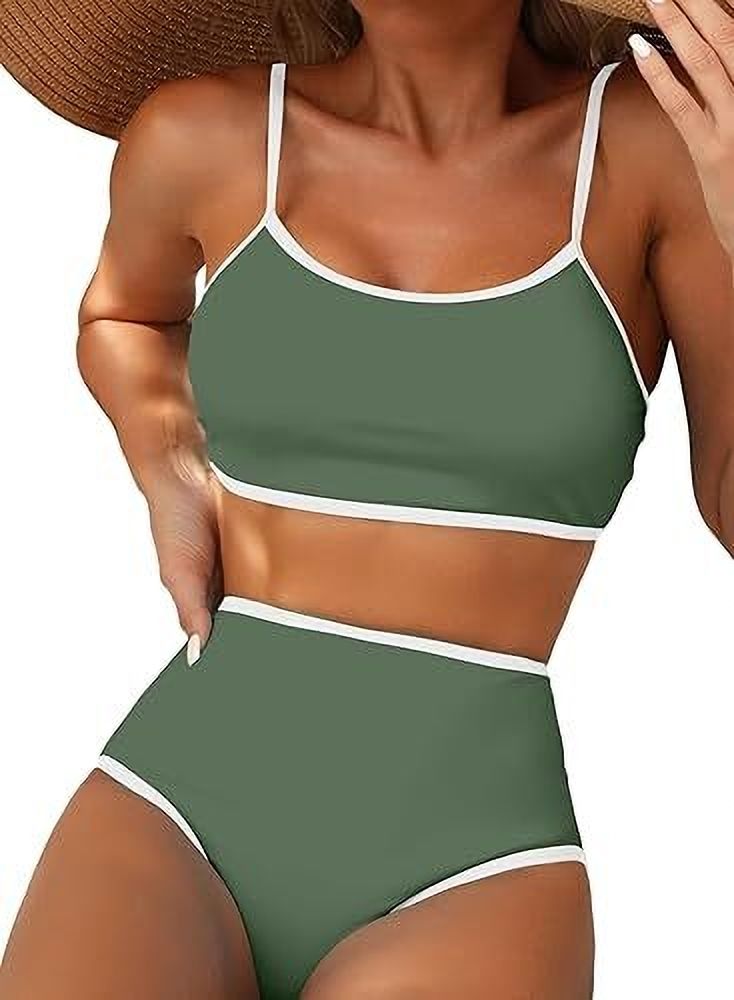 SWIMWEAR Solid Women Bikini Green Swimsuit-image-23
