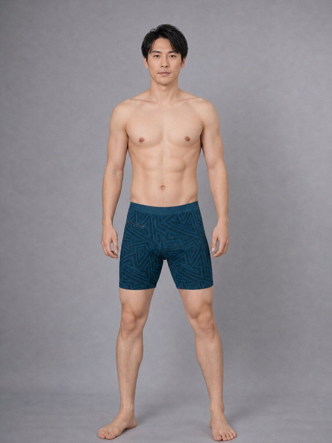 Printed Men Swim Bottom Blue Swimsuit-image-48