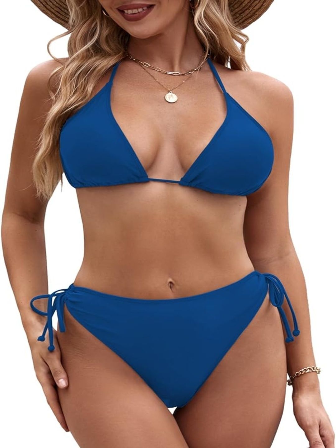 Solid Women Bikini Blue Swimsuit-image-8