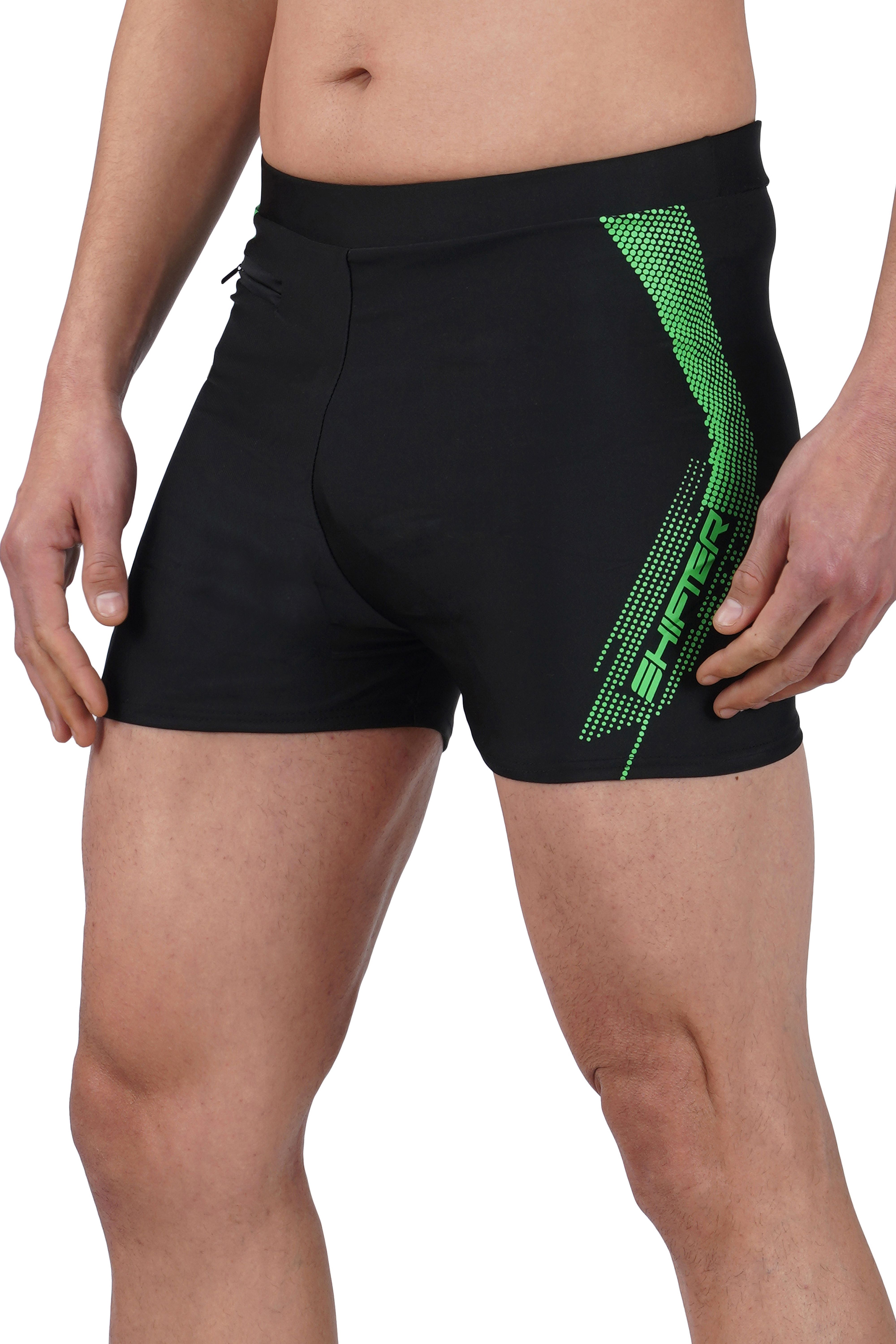Quick Dry Swimming Shorts Jammers Swimsuit Swimming Costume for Men Printed Men Trunk Green, Black Swimsuit-image-16