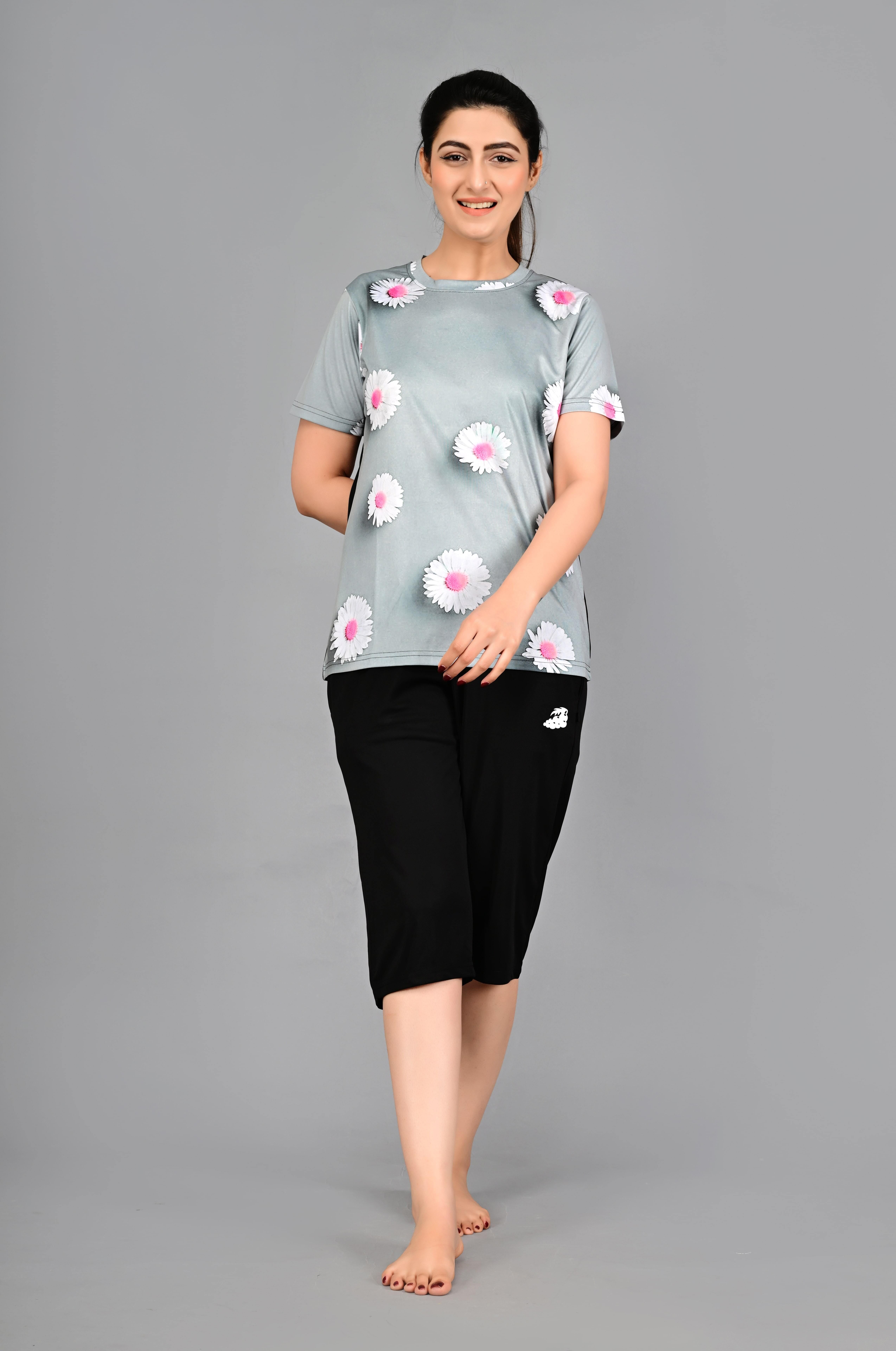 pink grapes Women's Grey Floral Printed Polyester Swimsuit | Quick-Dry & Stretchable Floral Print Women Swim-dress Grey Swimsuit-picture-13