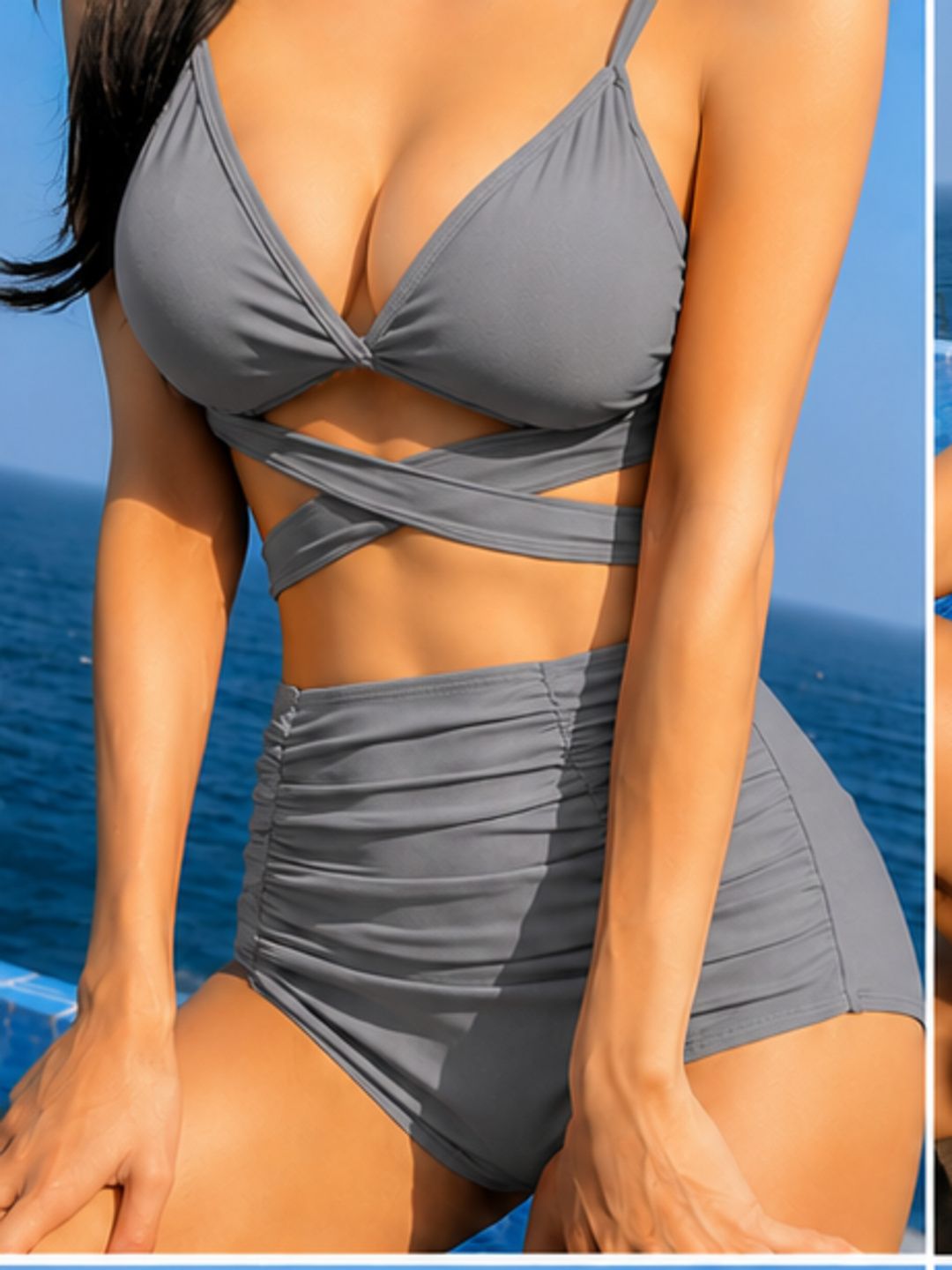 aakhir kab tk AKT Self Design Women Bikini Grey Swimsuit-picture-12