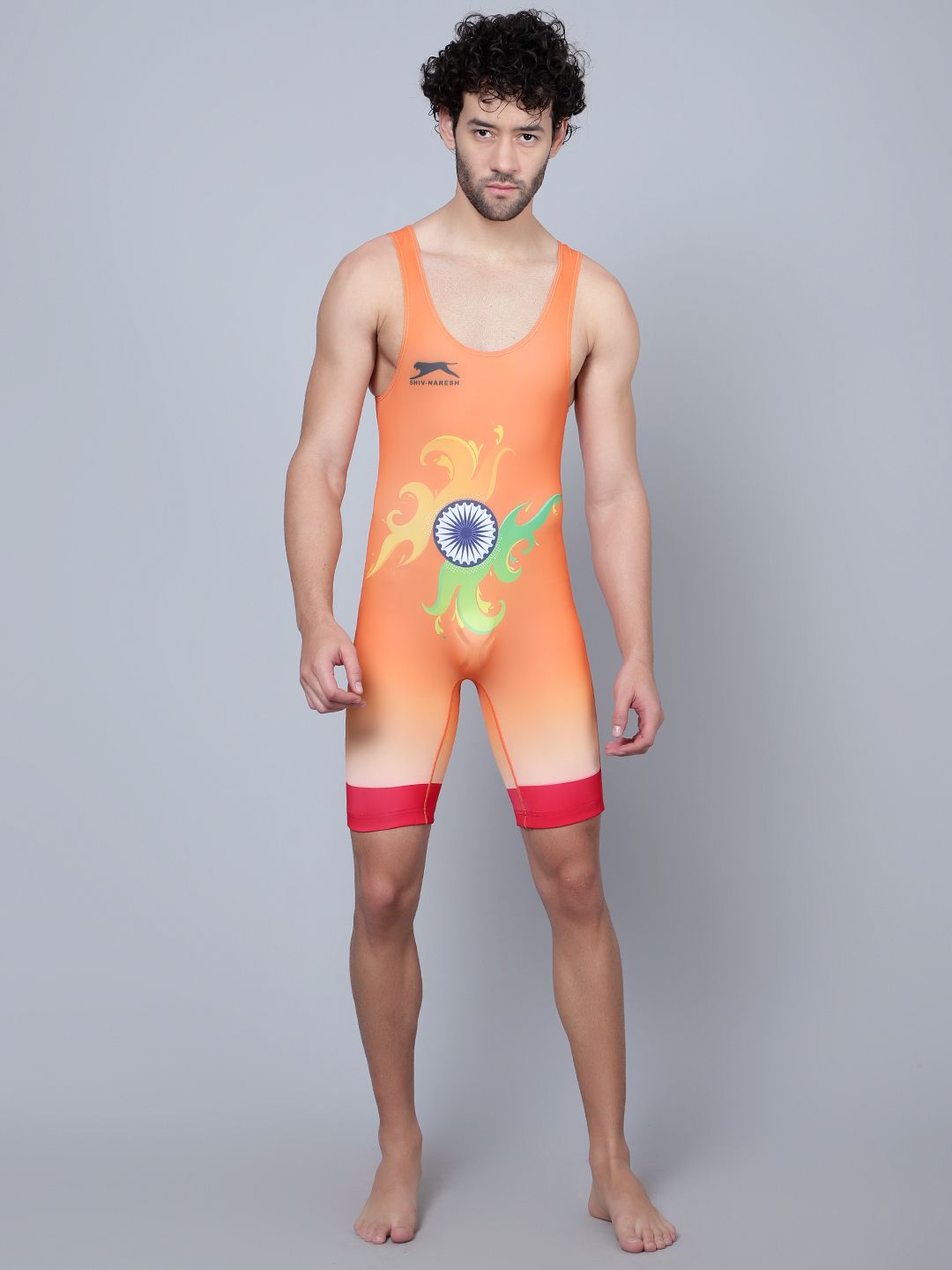 Shiv Naresh Wrestling & Weightlifting Costume Printed Men Orange, Multicolor Swimsuit-image-46