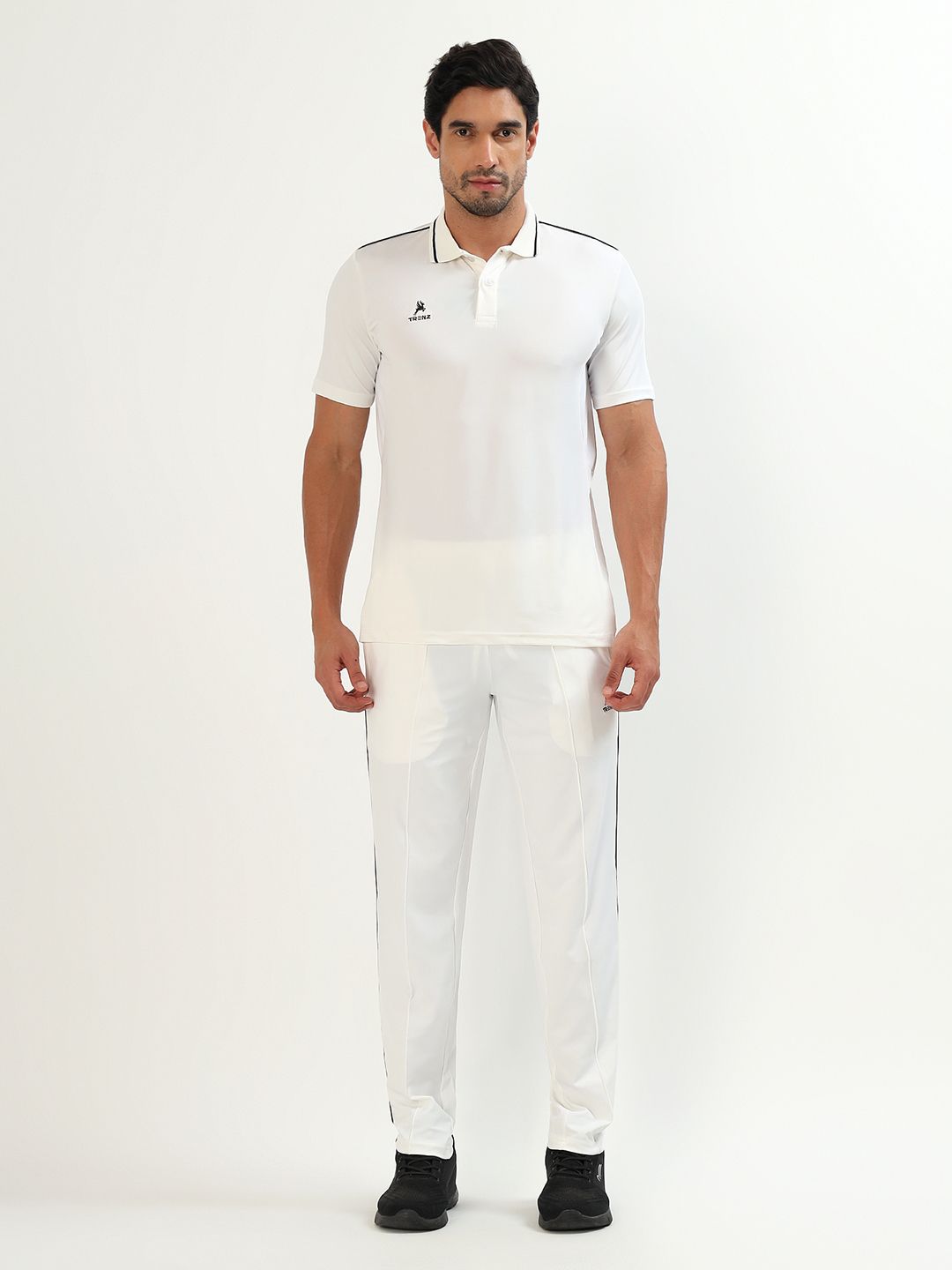 Trenz Cricket Set T-Shirt & Lower Solid Men White Swimsuit-image-1