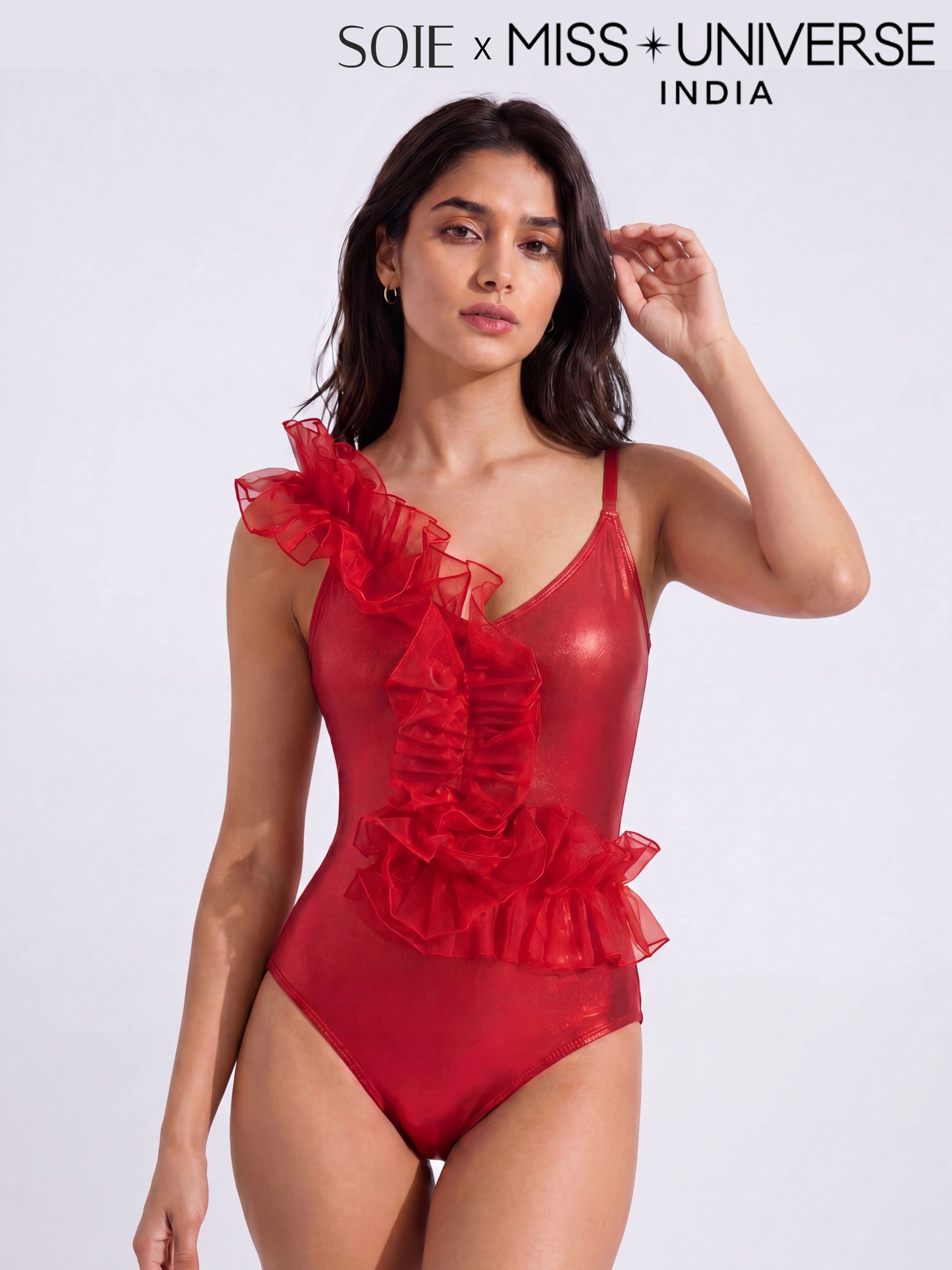 soie Ruffled Monokini Embellished Women Monokini Red Swimsuit-picture-19