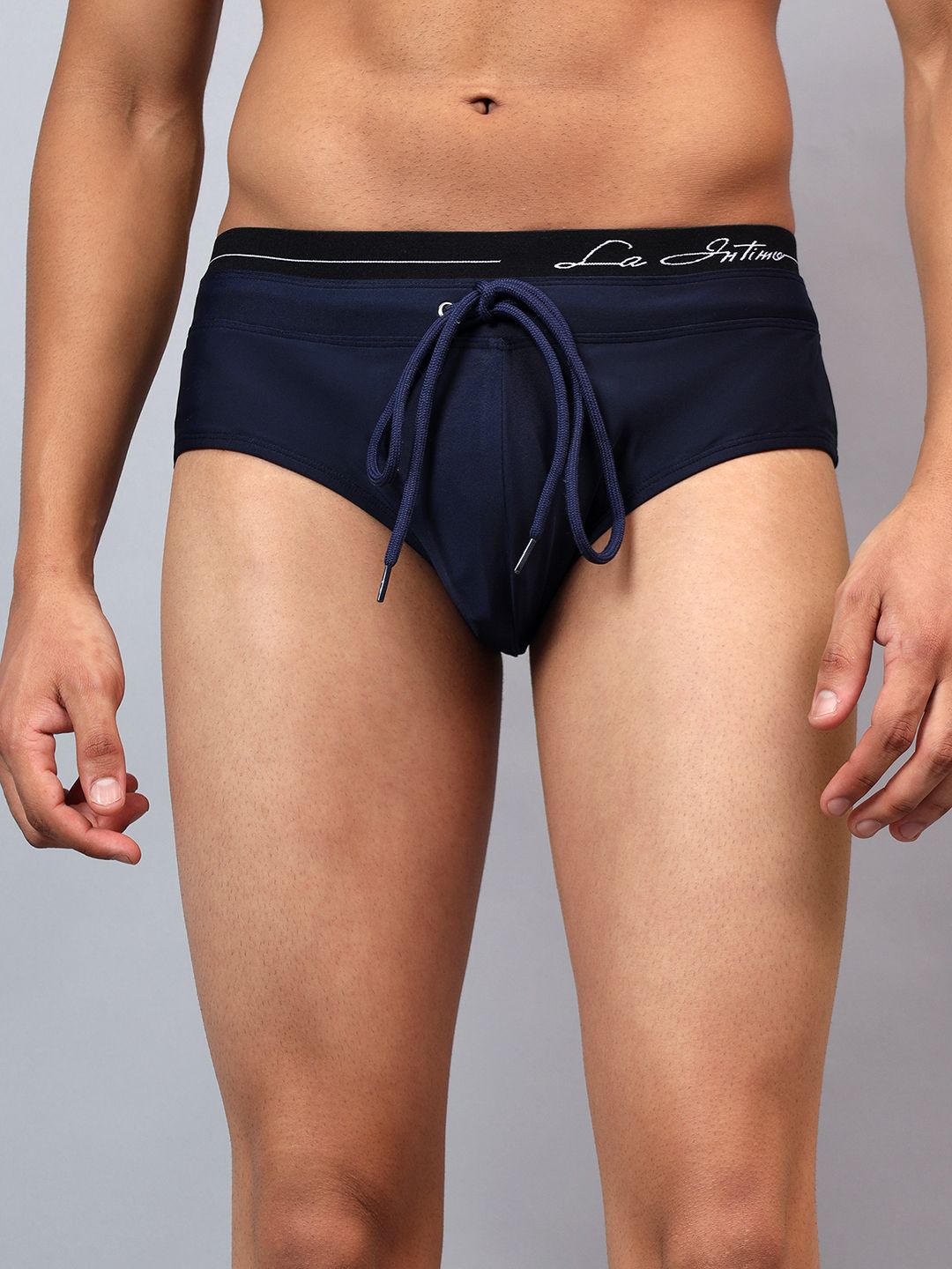 la intimo Atlantic Double waistband Swim Brief Solid Men Swim Bottom Blue Swimsuit-picture-13