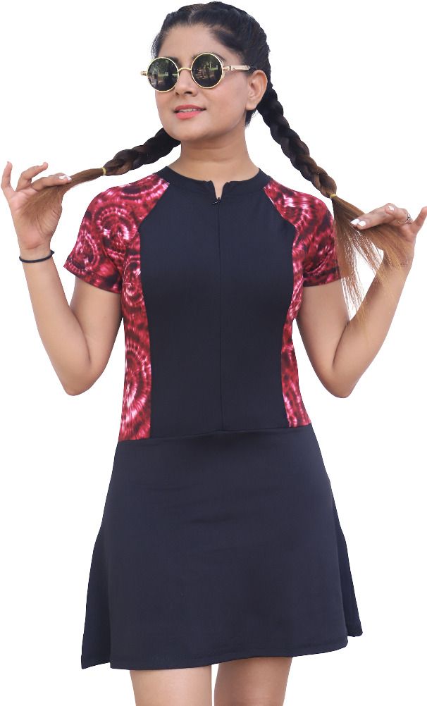 mperative Women's Frock Style One-Piece Swimsuit Floral Print Women Swim-dress Black Swimsuit