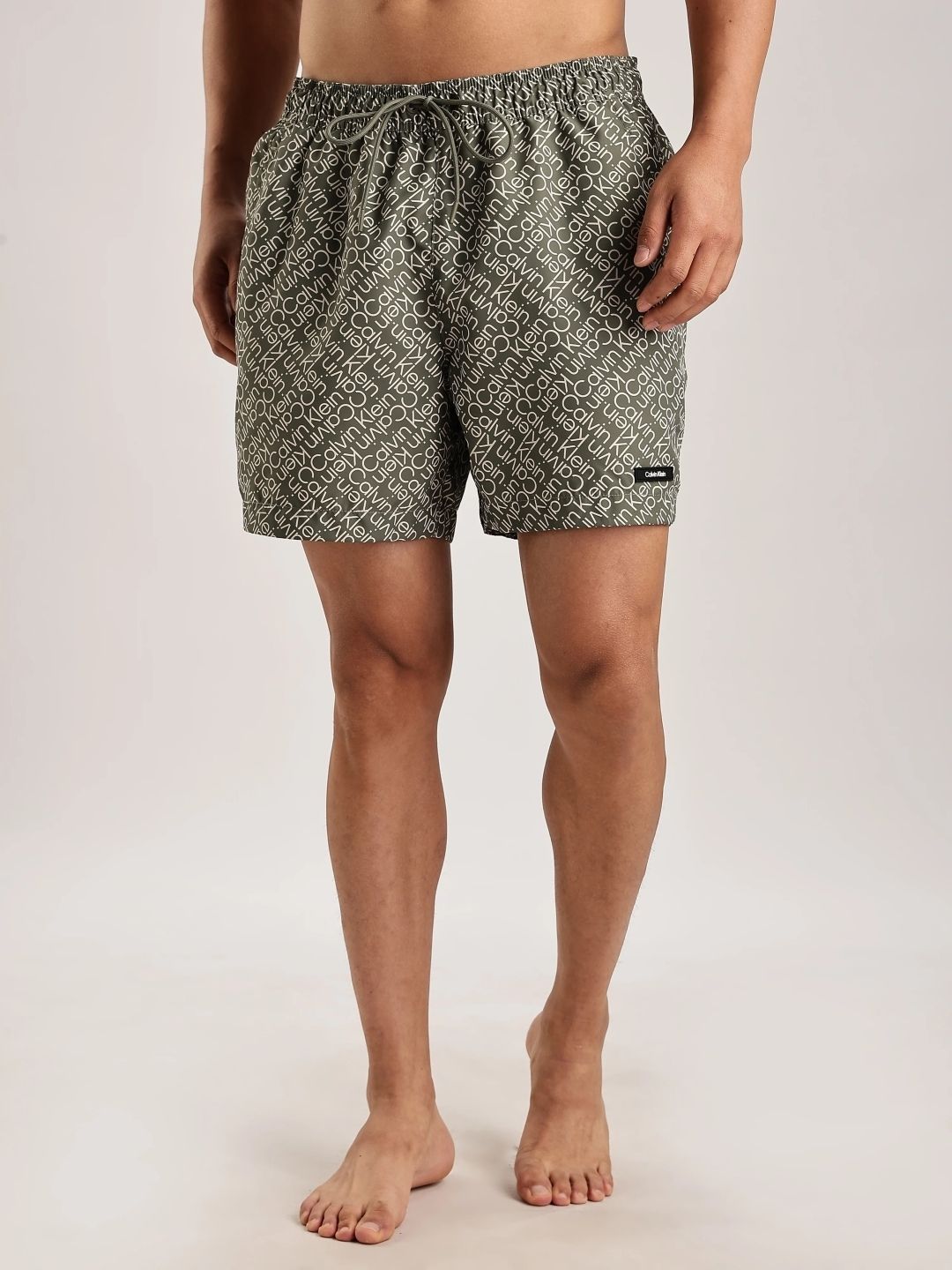 calvin klein Small Logo Olive Low Rise Swimwear Shorts Printed Men Swim Bottom Green Swimsuit-picture-15