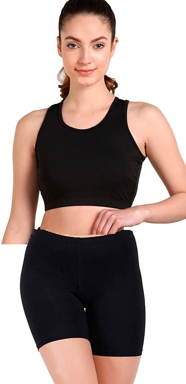 Running wear,gym,yoga,sports wear Two Piece swim Suit with Top and Shorts Solid Women Swim-dress Black Swimsuit