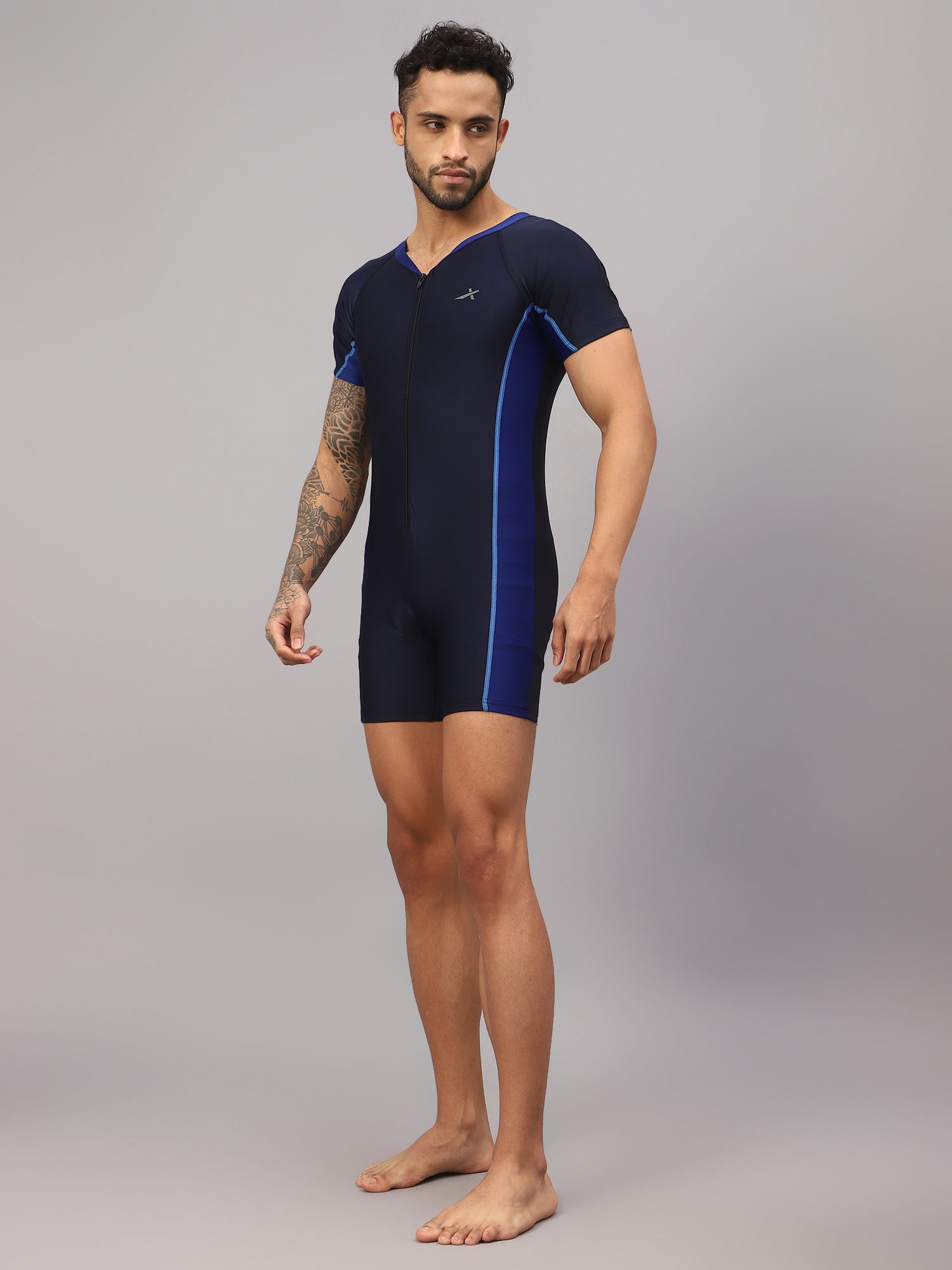 vector x Men's Swimming Costume For Multipurpose Wear for Diving I Cycling I Aerobics Solid Men Swim-dress Dark Blue Swimsuit-picture-11