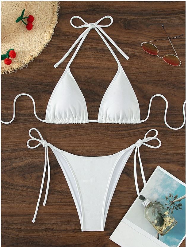 Self Design Women Bikini White Swimsuit-image-44